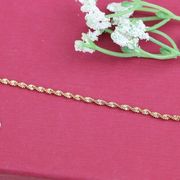"Delicate Twist Chain Rose Gold Bracelet in Gold-Plated Brass, XPBL1110 - Picture 12 of 13